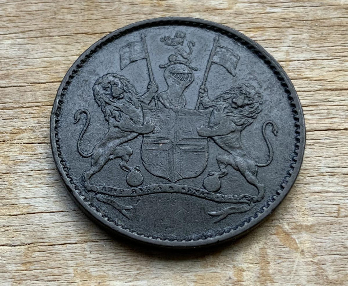 1821 British East India Company St Helena half Penny coin C295
